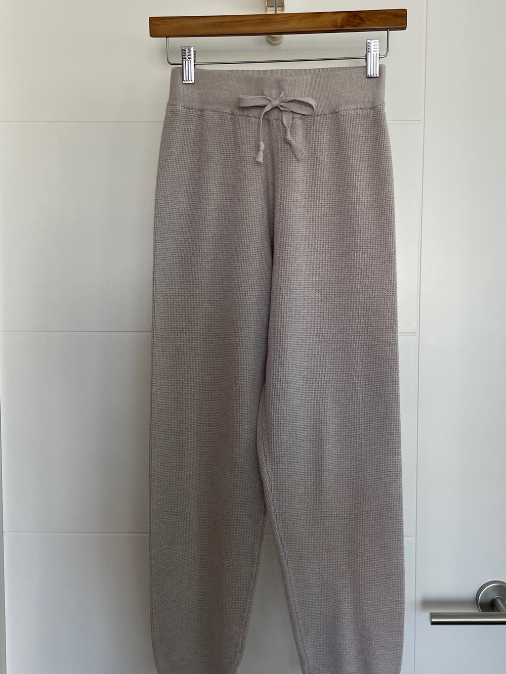 Cozy Knit Drawstring Lounge Pants - Light Taupe